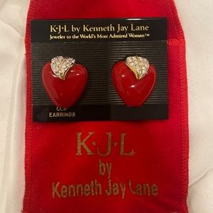 Kenneth Jay Lane Res heart earrings